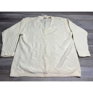 Lane Bryant Venezia Women's V-neck Sweater Lambswool Angora Blend Ivory Sz 26/28